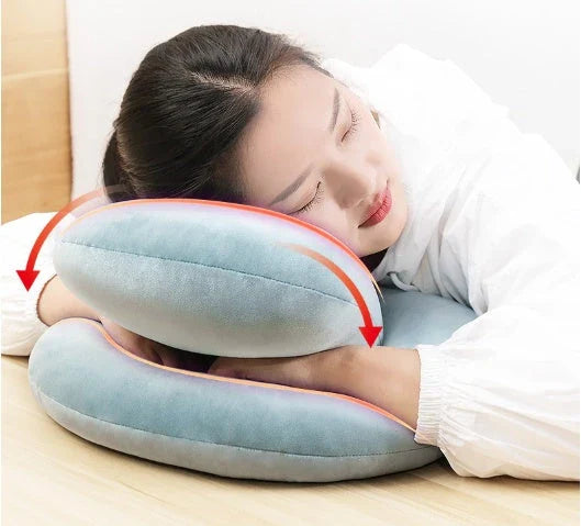 Comfortable U-Shaped Desk Neck Pillow with Plush Velvet Exterior and Adjustable Arm Rest Support