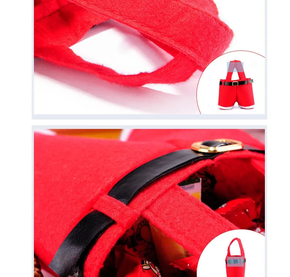 Red velvet Christmas bag for sweets measuring 21cm tall by 14.5cm wide