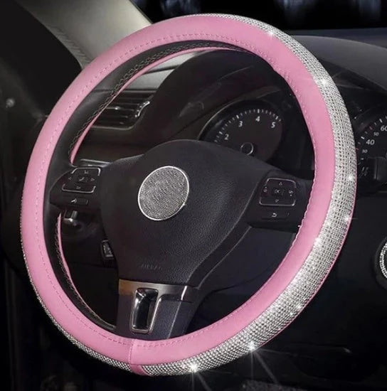 Universal anti-slip PU leather steering wheel handle set in various colours