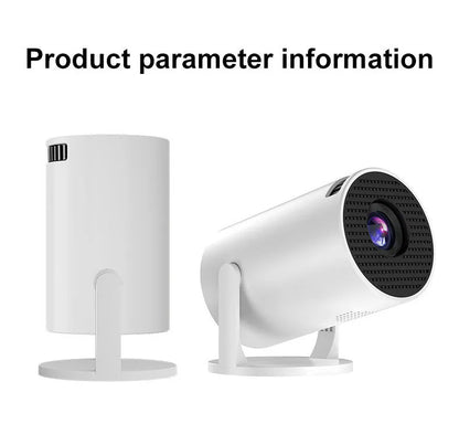 White mini wireless portable projector showing 1080p HD resolution display with wireless connectivity