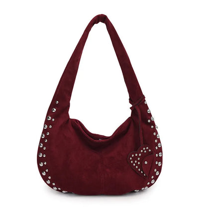 Soft plush women's tote handbag in retro style, shown in available colours
