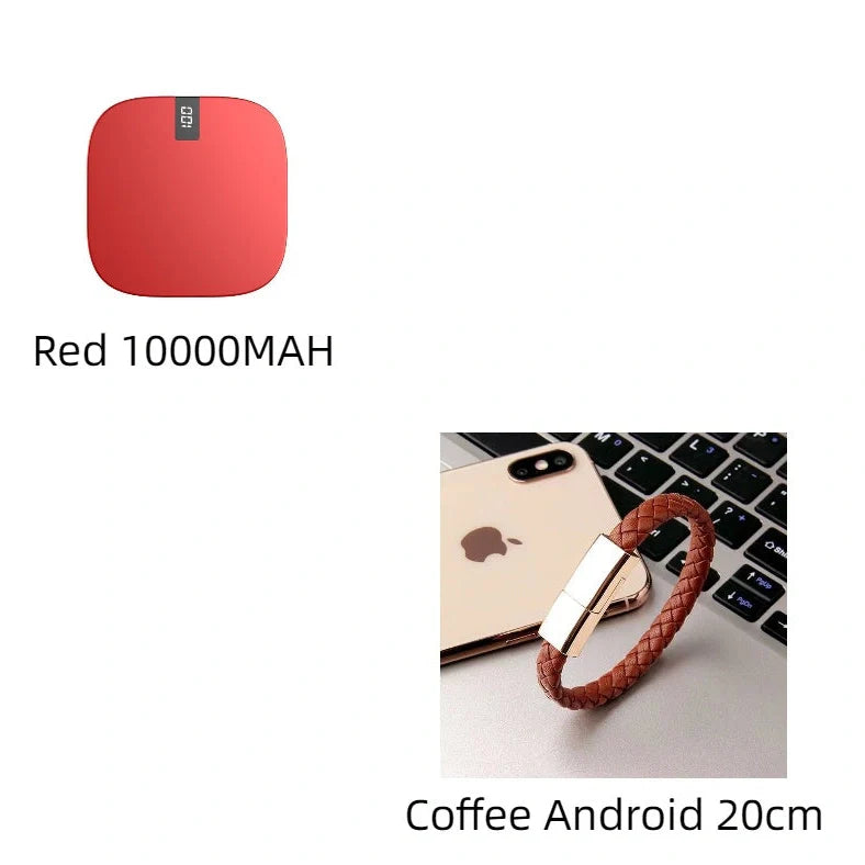 10000mAh mini power bank with digital display showing battery percentage