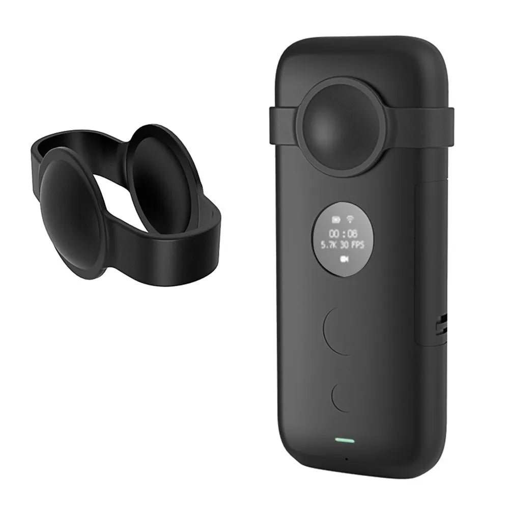 Black and red silicone protective cases for Insta360 ONE X camera showing precise control cutouts