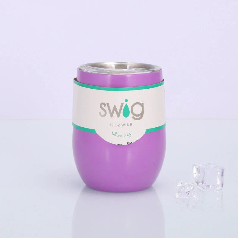 Insulated Stainless Steel Wine Tumbler - 12oz Double-Wall Vacuum Cup in Various Colors