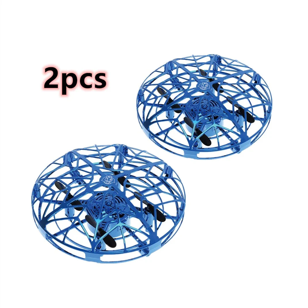 Futuristic mini drone helicopter with UFO-inspired design, automatic obstacle detection, and intuitive controls