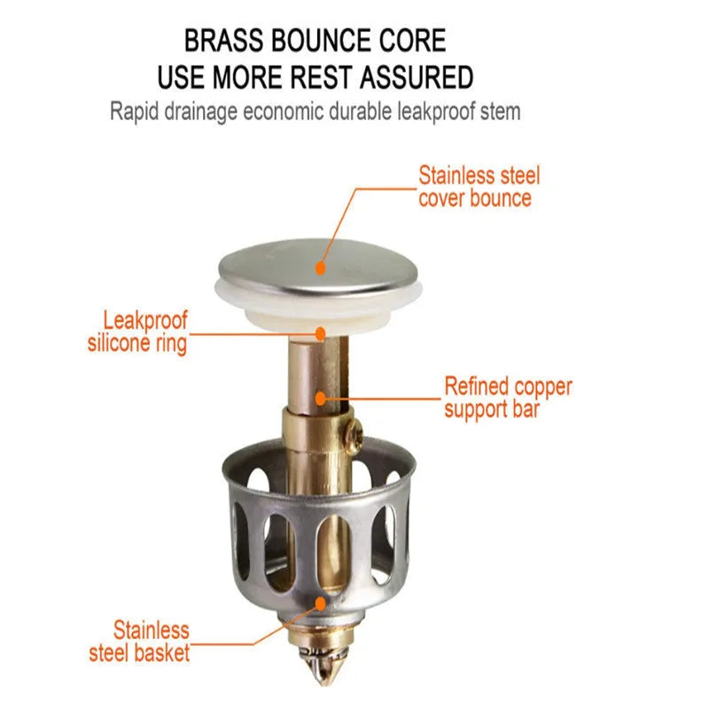 Copper manual press bounce filter element for single basin sink with white modern design
