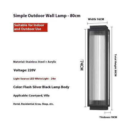 Stainless steel outdoor wall lamp for courtyard and garden lighting in four available sizes
