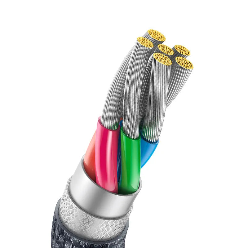 USB to Type C fast charging data cable 100W 1.2m braided aluminium alloy casing black blue purple