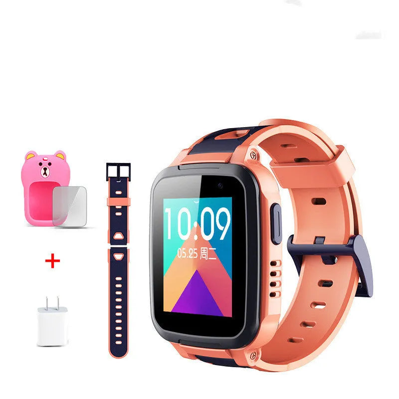 360 SE5 blue children's phone watch with stainless steel wristband shown on wrist