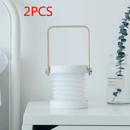 Foldable touch dimmable LED night light showing table lamp and lantern configurations