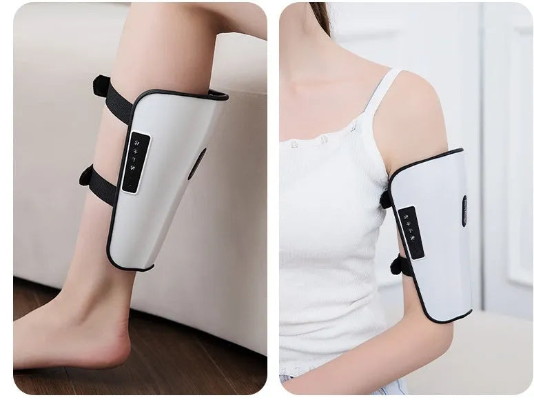 White electronic pulse calf massager with acupoint massage and infrared physiotherapy functions