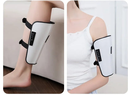 White electronic pulse calf massager with acupoint massage and infrared physiotherapy functions
