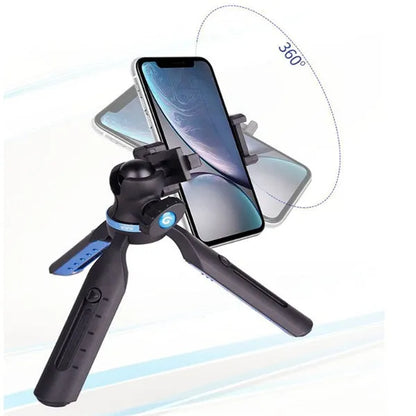 Black desktop smartphone tripod compatible with Apple iPhone and Huawei P30 models