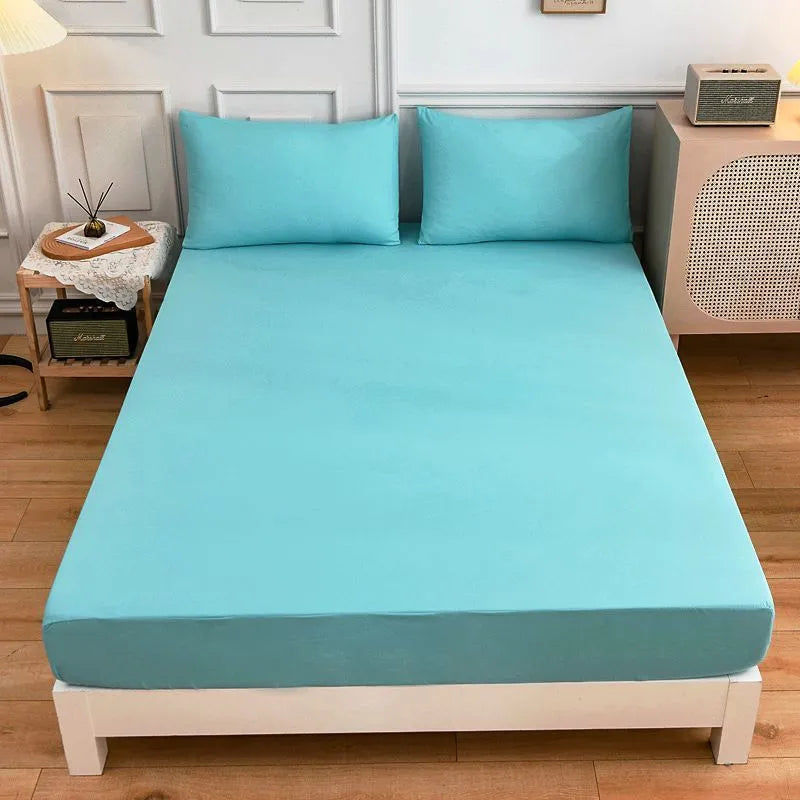 Cotton bed sheets fitted sheet and pillowcase set in various colour options for standard mattress sizes