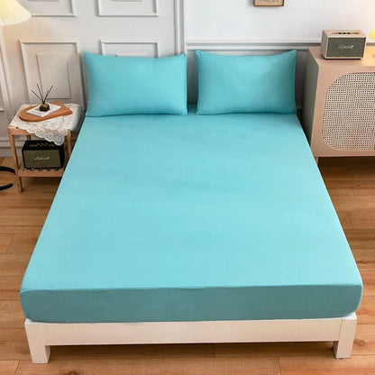 Cotton bed sheets fitted sheet and pillowcase set in various colour options for standard mattress sizes