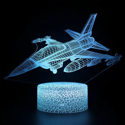Cartoon aeroplane shaped night light with LED illumination and touch control panel