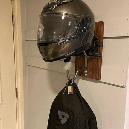 Motorcycle helmet and jacket wall-mounted organiser hook