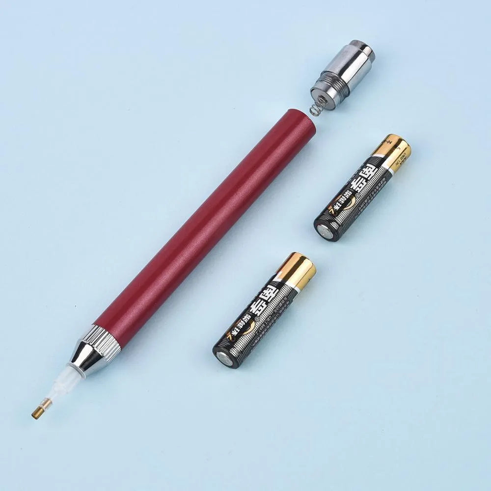 Luminous diamond painting drill pen with metal frame in blue, gold or red colour options
