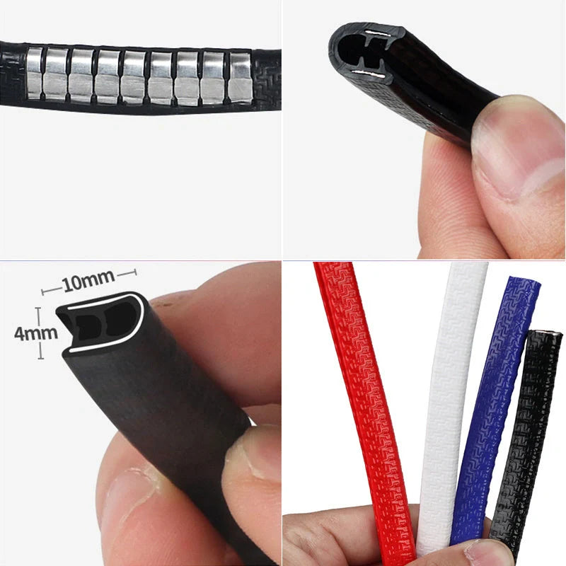 Universal car door anti-collision strip with steel disc for edge protection