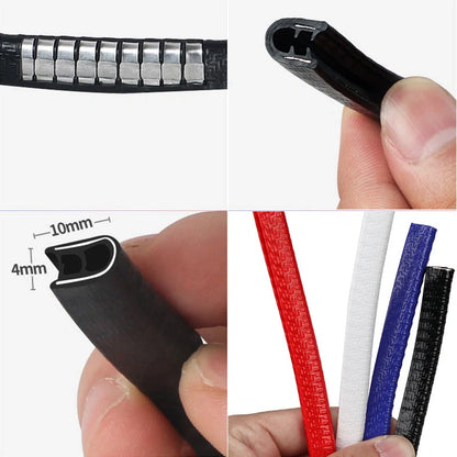 Universal car door anti-collision strip with steel disc for edge protection