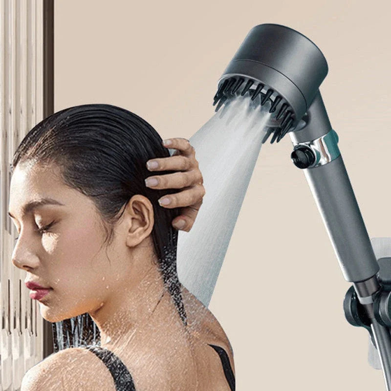 Premium multi-function shower head with rainfall and massage modes, made of durable ABS material and featuring a built-in water filter.