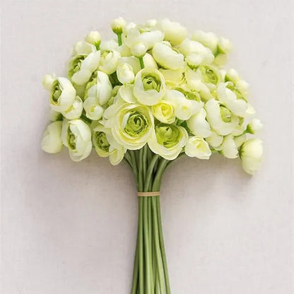 35cm tall silk floral plug with 24 pink and white tea rose camellia flower heads for wedding decoration