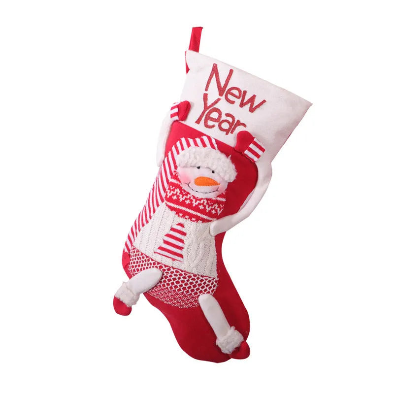 Red and white candy sock Christmas stocking, cloth, 45cm by 26cm, for Christmas Eve hanging