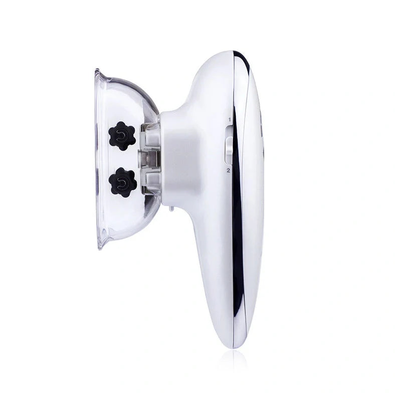 White EMS vacuum massage device with large and small suction cups, measuring 154mm long with control buttons