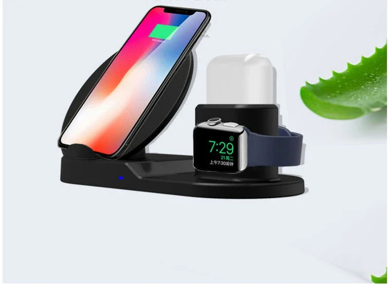 3-in-1 wireless charger for Apple devices including iPhone, AirPods, and Apple Watch