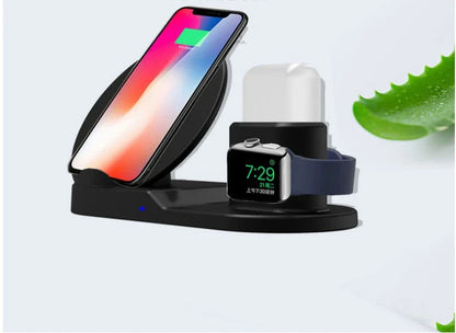 3-in-1 wireless charger for Apple devices including iPhone, AirPods, and Apple Watch