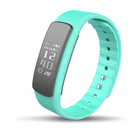 i6 smart sports bracelet with black TPU wristband and 0.96-inch touchscreen display.