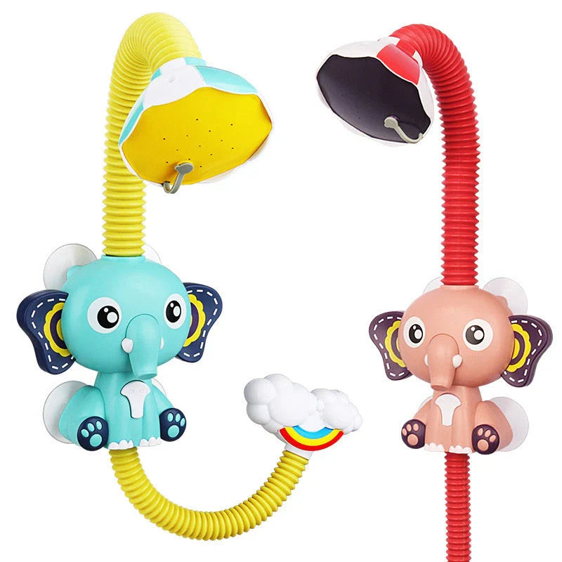 Cheerful elephant-shaped bath spray toy with adjustable 360-degree water spray for kids' fun and sensory development during bath time