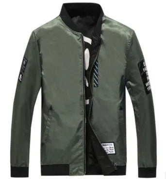 Reversible men's flight jacket in thin construction with stripe pattern and zipper closure