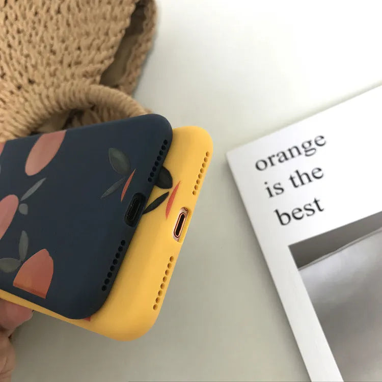 Orange silicone phone case for iPhone with all-inclusive soft shell design