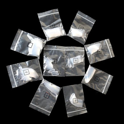 500 transparent natural ABS false nails in 10 sizes for professional and home nail applications
