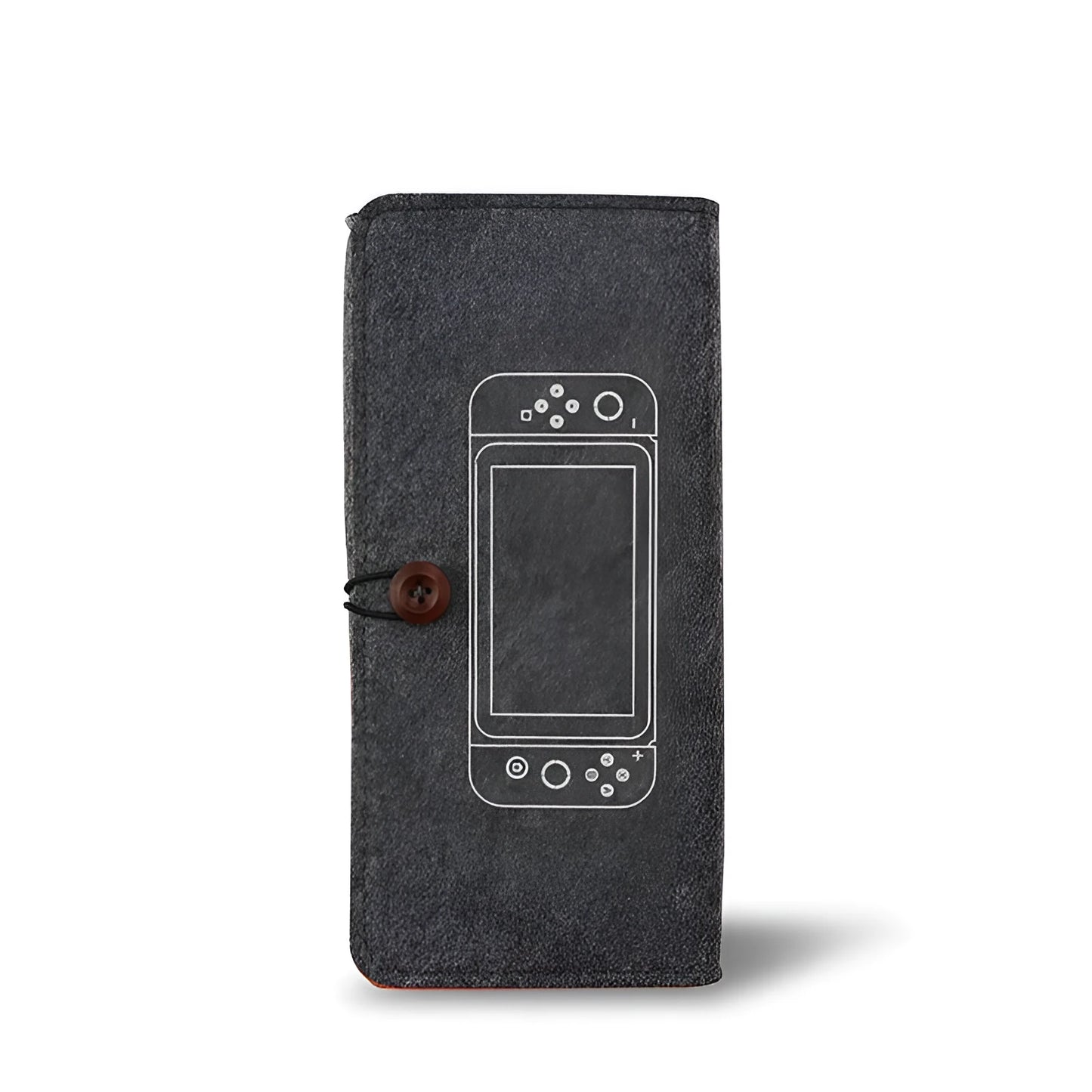 Black felt pouch bag for Nintendo Switch showing game card slots and double layer storage compartments