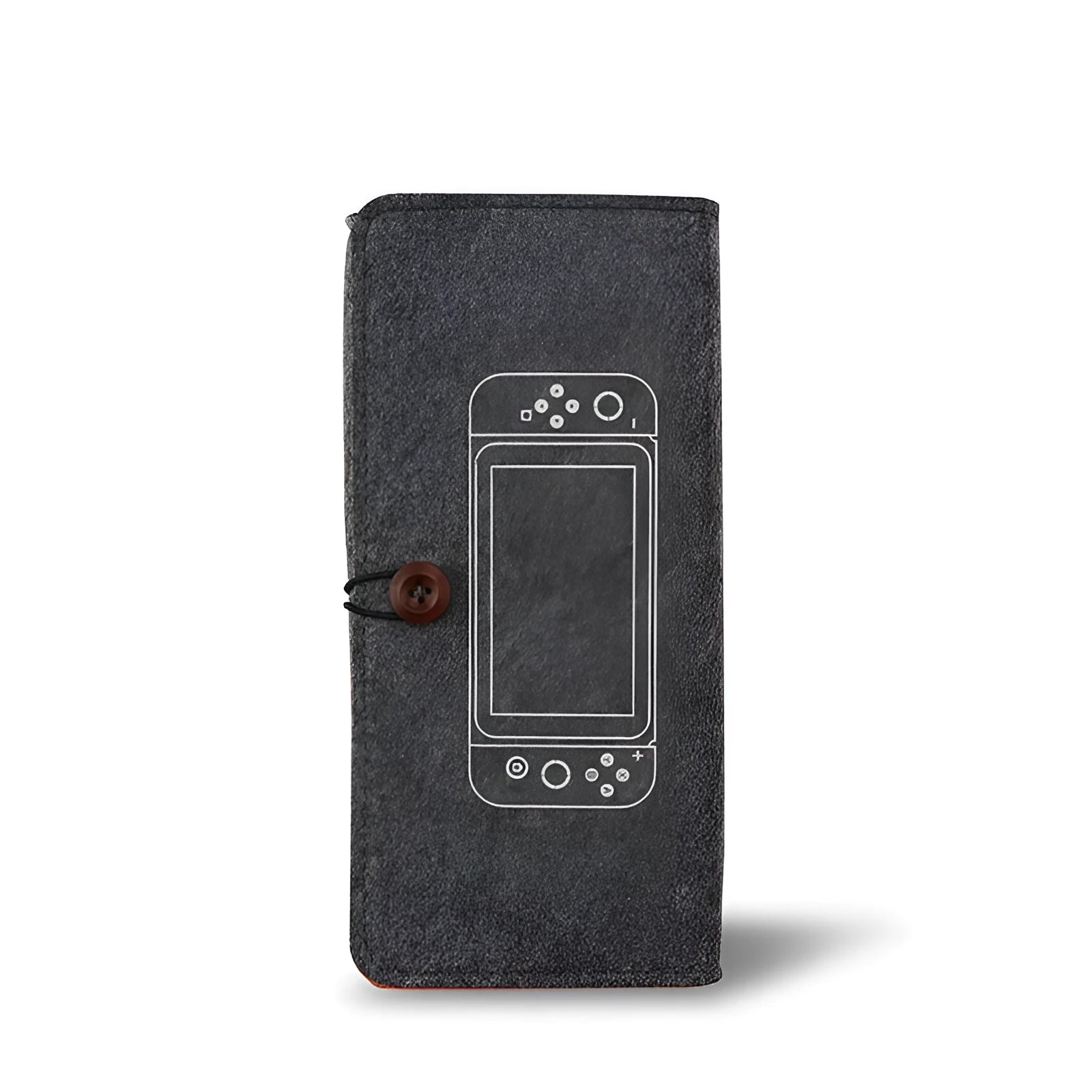 Black felt pouch bag for Nintendo Switch showing game card slots and double layer storage compartments
