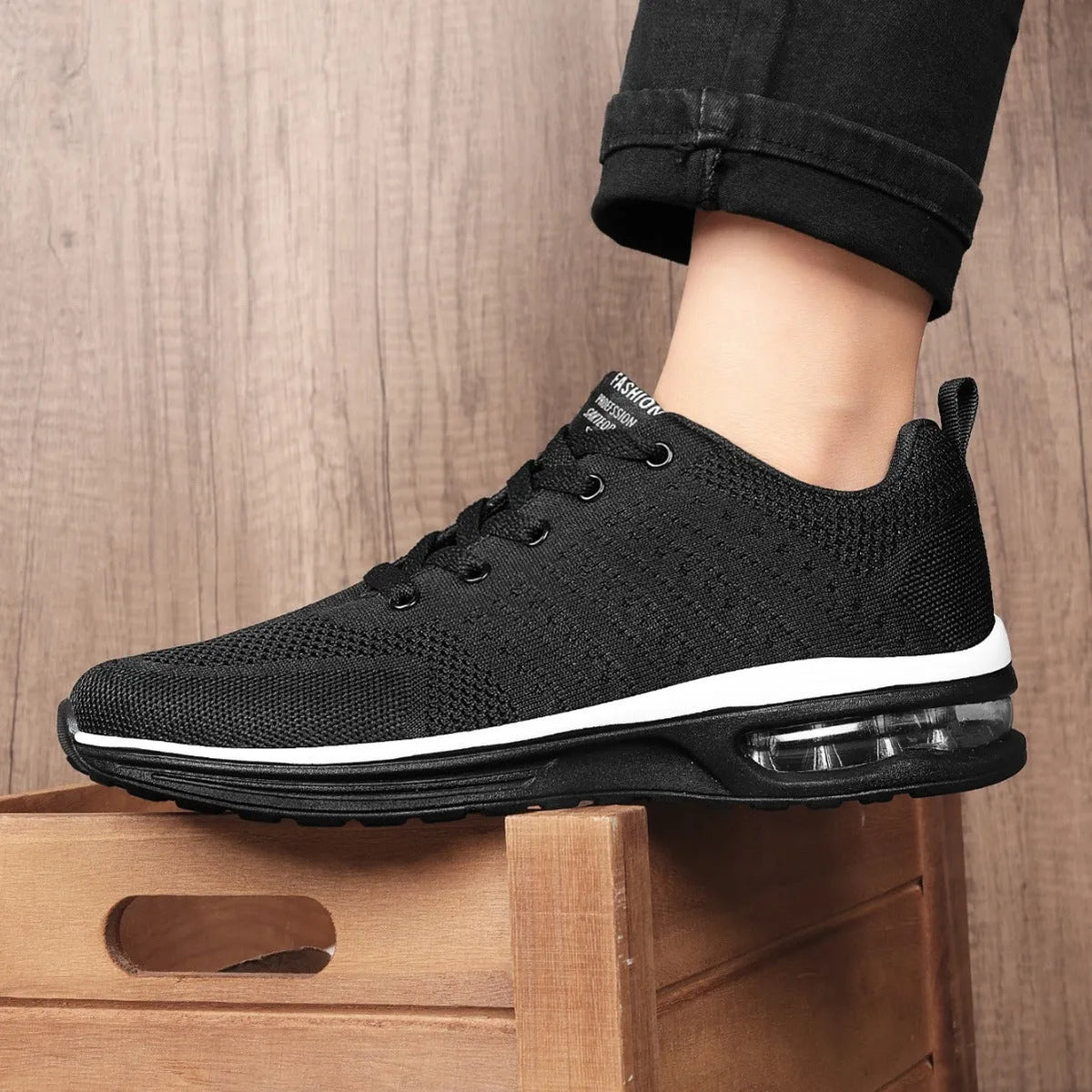 Casual Flyknit running shoes in multiple colours with mesh uppers and a round toe design.