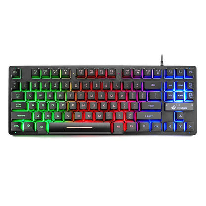 Black 87-key USB wired mechanical gaming keyboard, 36.5cm x 13.5cm x 3cm, with 1.5m cable