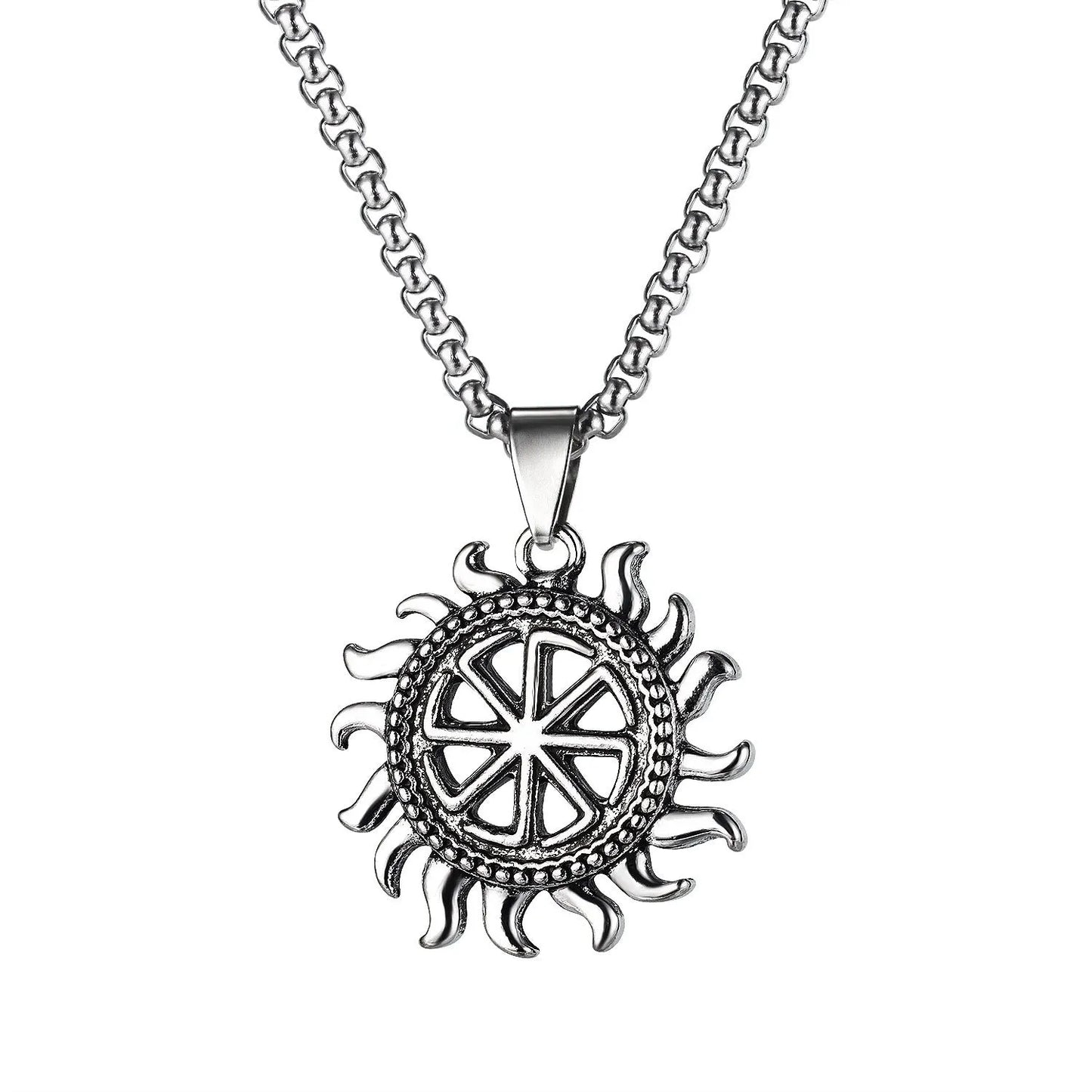 Men's silver electroplated skull necklace with stainless steel chain and alloy pendant showing six design options