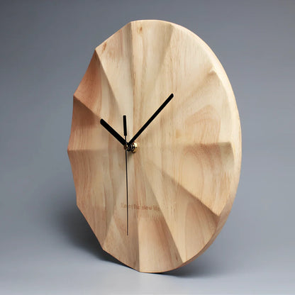 Wooden wall clock with 30cm dial and silent Taiwan sun movement mechanism