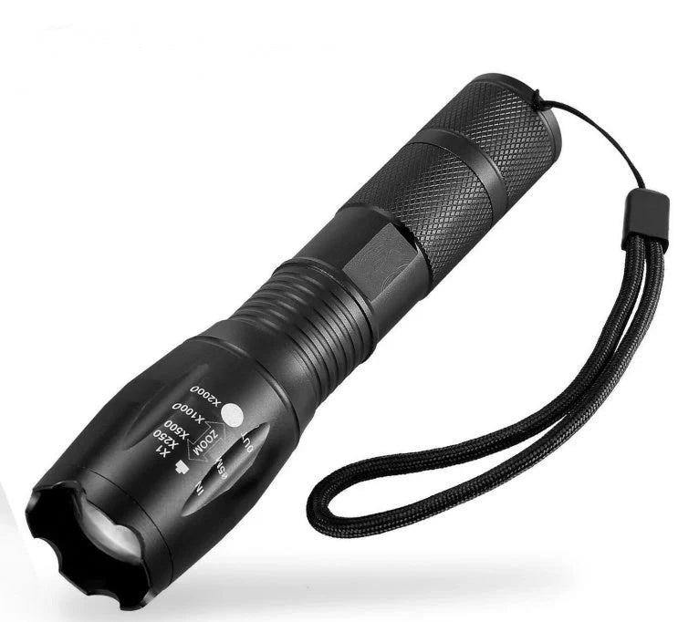 Portable mini LED zoom flashlight with adjustable focus for outdoor activities