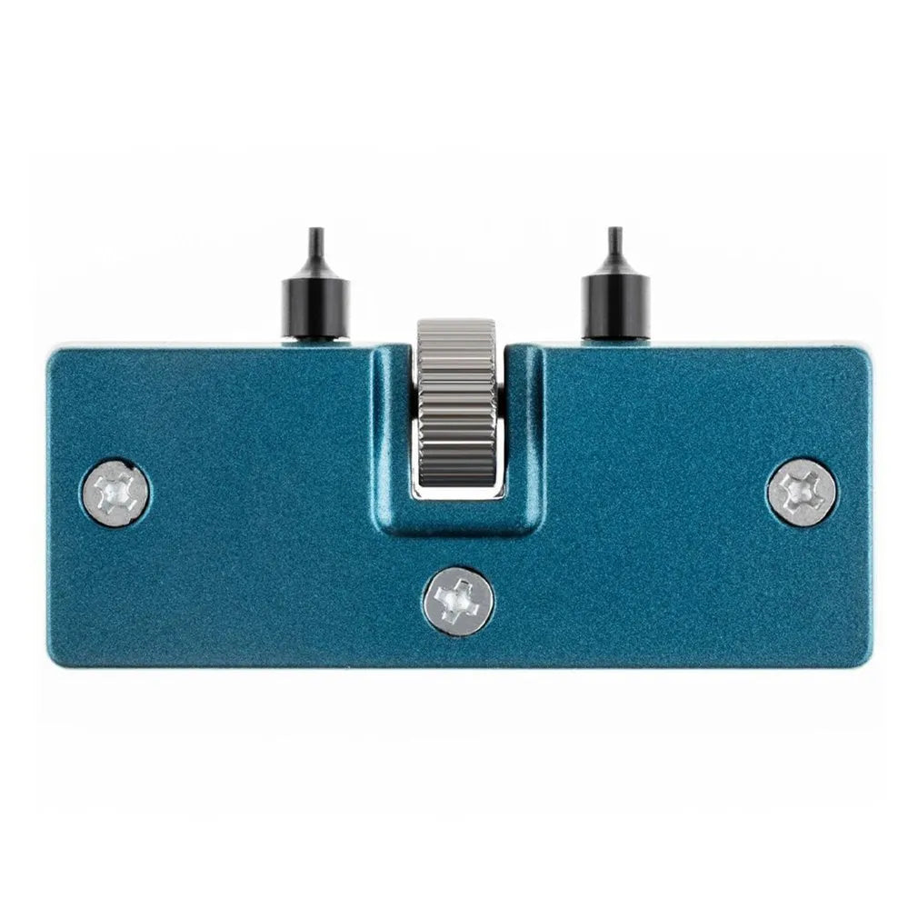 Yellow plastic watch case opener tool set with fixing base for battery replacement