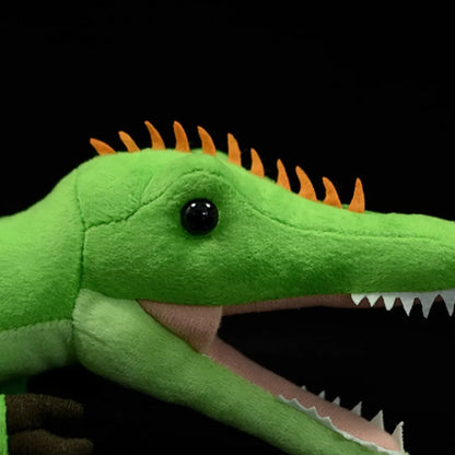 Green Spinosaurus plush toy doll measuring 45cm from mouth to tail