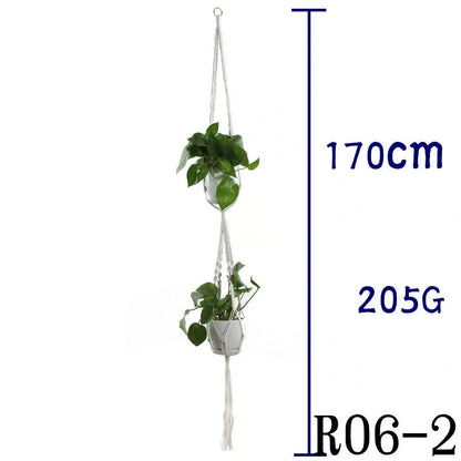Handmade beige cotton rope indoor plant hanger basket for stylish home decor