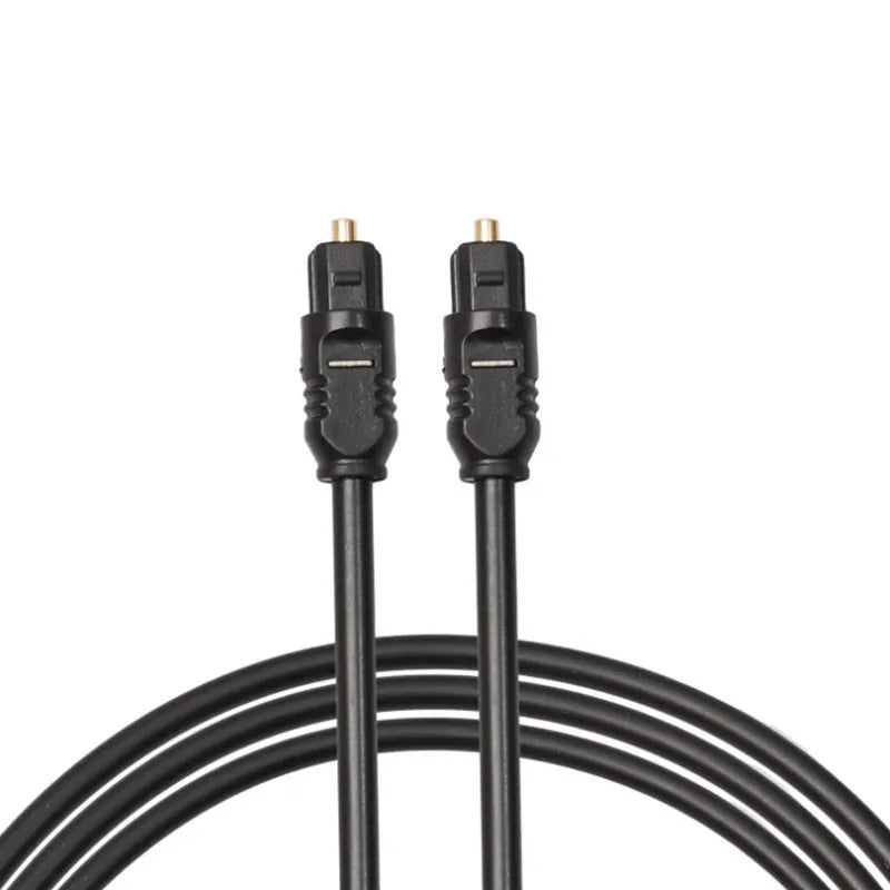 Black 2 metre Toslink digital optical audio cable with square connectors