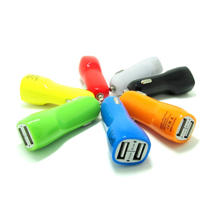 Duckbill‑shaped dual USB car charger with blue LED light, glossy black finish