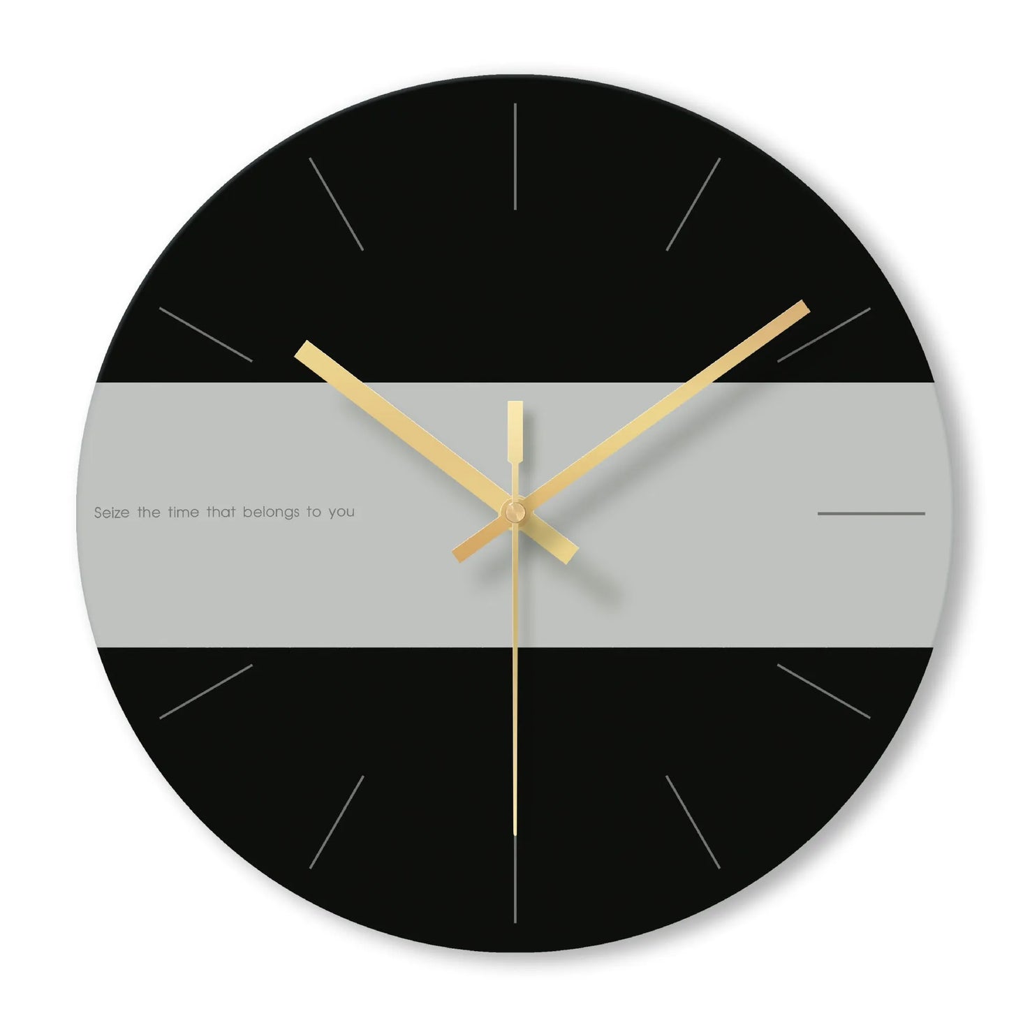 Large transparent tempered glass minimalist wall clock showing silent movement and included mounting hook.