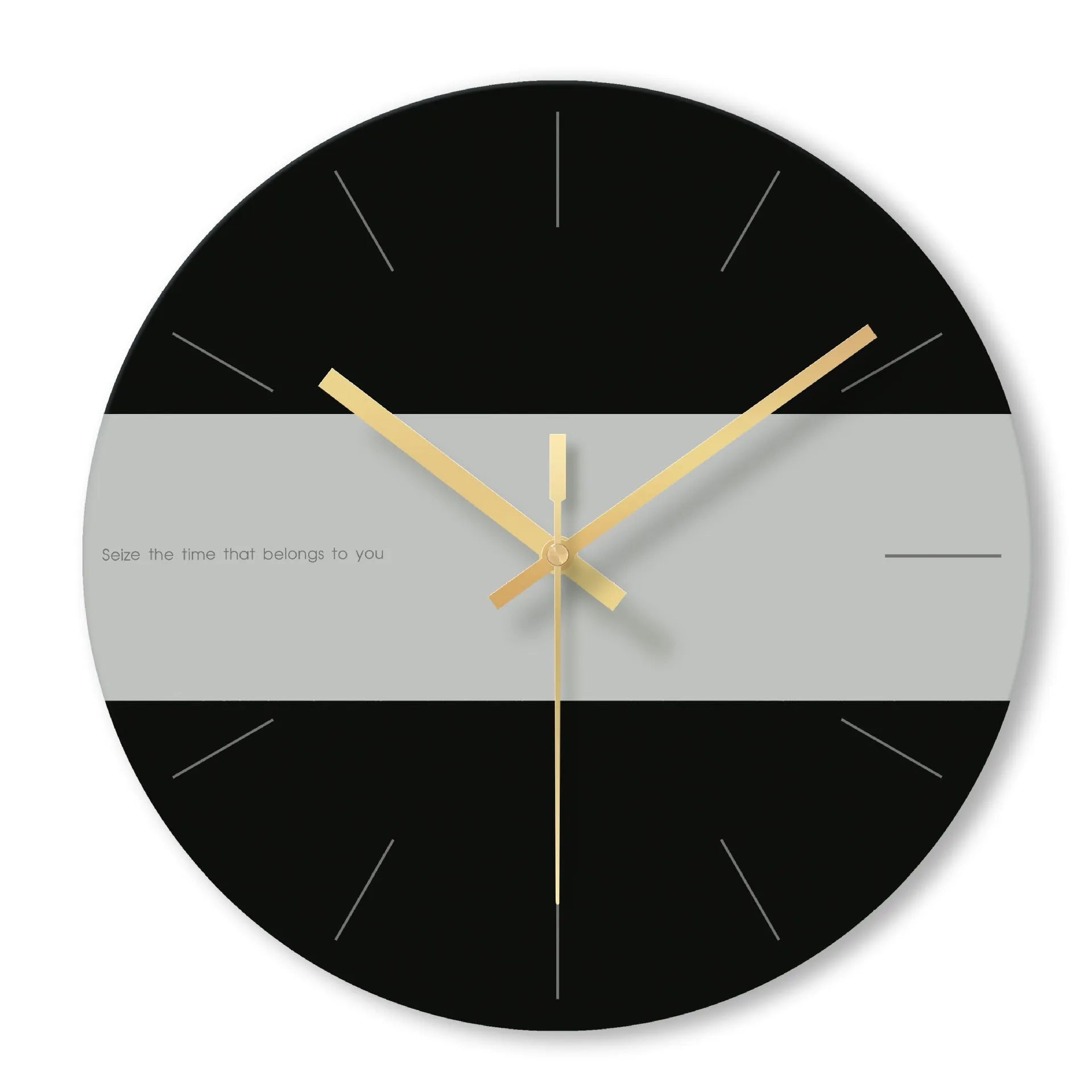 Large transparent tempered glass minimalist wall clock showing silent movement and included mounting hook.