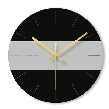 Large transparent tempered glass minimalist wall clock showing silent movement and included mounting hook.